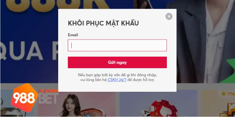 Khôi phục mật khẩu đăng nhập tại 988Bet